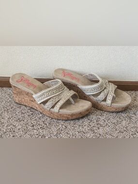 jelly pop tan cork wedge heels y2k